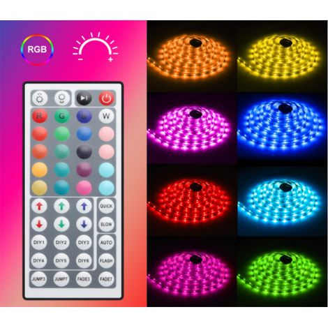 Bandeau lumineux LED RGB rechargeable de 5 m avec télécommande pour la décoration intérieure de chambre (1/5)