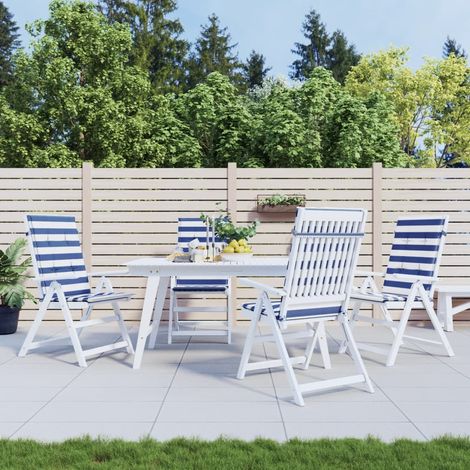 4 pcs Coussins de chaise à dossier haut Coussin de siège Coussins pour Fauteuil rayures bleu/blanc tissu BSRHS903186 (1/5)