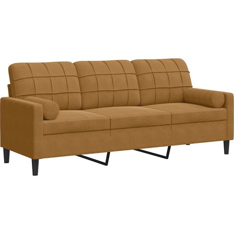 Maison Exclusive - Divano a 3 Posti con Cuscini Marrone 180 cm in Velluto
