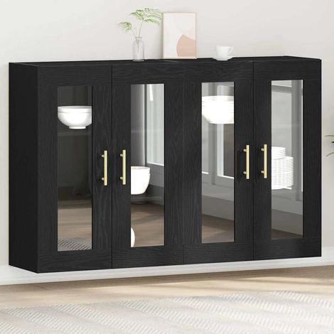 Wandschränke 2 pcs Schwarz Eichen-Optik 69,5 x 34 x 90 cm