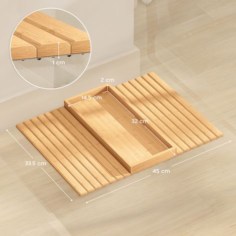 Plateau d'accoudoir en bambou pour canapé, tapis de canapé souple avec plateau, couleur bois (1/5)