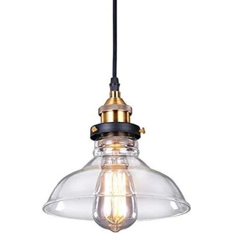 Suspension Luminaire Industrielle Vintage Rétro Verre Lustre Lampe Suspendue Edison Culot E27 Éclairage de Plafond pour Cuisine Salle à manger Salon Chambre Restaurant 20CM (1/4)