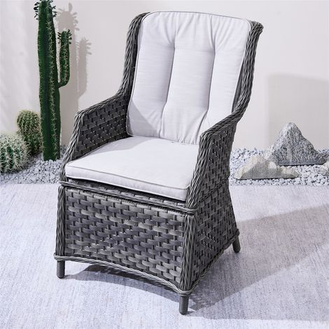 Abrihome 2-Pack Aluminium Rattan Chairs - PE Wicker with 5cm Cushions, Waterproof Fabric, Easy Assembly (60x76x97cm) (1/5)