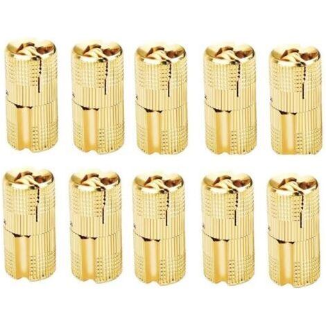 Lot de 10 charnières cylindriques en laiton invisibles dissimulées pour portes en bois, armoires, caravanes, 10 mm (1/5)