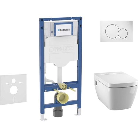 Geberit Duofix - Set Vorwandelement, TECEone-WC mit Softclose-Sitz und Sigma01-Betätigungsplatte, Alpinweiß SANI11CT3100 (1/5)