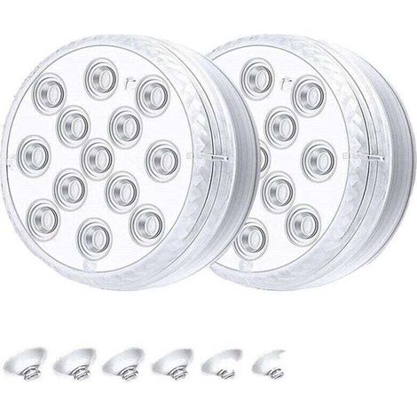 lot de 2 Lumière LED Submersible, LED Lumiere Piscine, RGB avec Ventouses et RF Télécommande, IP68 Etanche Eclairage our Aquarium, Piscine, Jardin, Vase, Baignoire, Étangs, 7 3 cm (1/4)