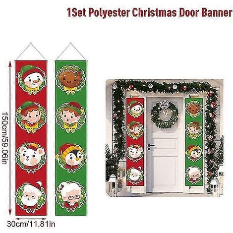 Décoration de porte de Noël 2023, bannière « Joyeux Noël », décoration à suspendre pour la maison, ornement de Noël, cadeau de bonne année 2024 (1/5)