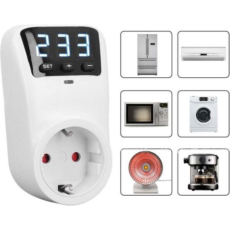 Überspannungsschutz mit digitaler Anzeige, Spannungsschutzsteckdose für Haushaltsgeräte, Kühlschränke, Klimaanlagen, EU-Stecker 230 V 16 A 3680 W