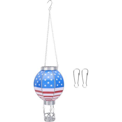 Solar-powered hot air balloon lantern, decorative hanging light with candle holder, for yard, garden, patio, porch. (1/5)