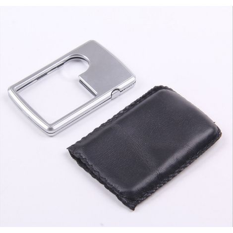 Loupe de Carte de crédit, loupe de Poche avec lumière LED, loupe 3X et 6X avec lentille en Cuir et lumière (1/5)