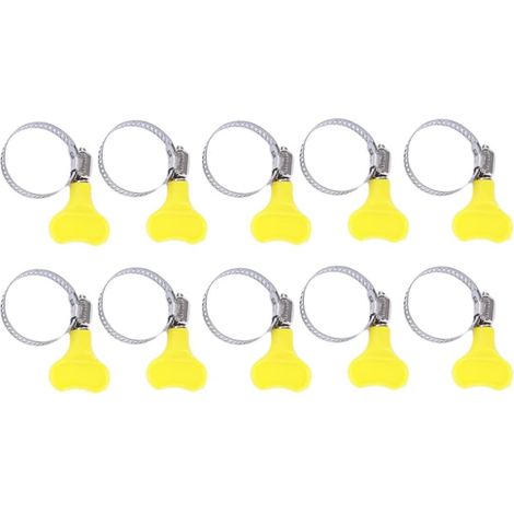 10 Stück Los 16–25 mm Typ Schlauchklemmen mit Griff, Kunststoff-Metall-Schlauchschelle, Reifenrohrschellen, 19,29 mm (1/5)