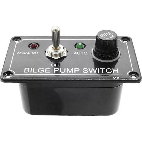 Interrupteur de pompe de cale avec indicateur LED, basculement manuel/automatique et protection par fusible pour bateau (1/4)