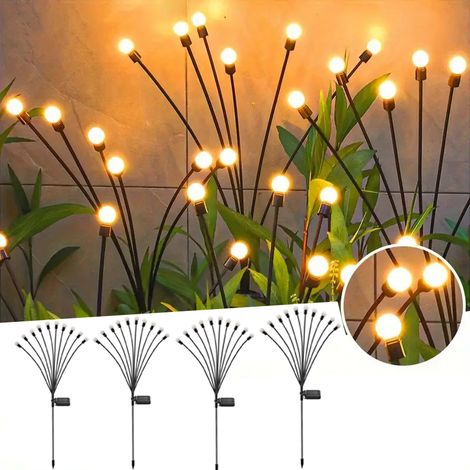 Lot de 4 lampes allée lucioles 10 LED, étanches, terrasse, décoration, blanc chaud, à effet étoile, pour jardin, solaires (1/4)