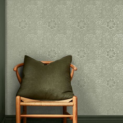 Papier peint intissé William Morris Marigold Fibrous Sage 1005 x 52cm Vert