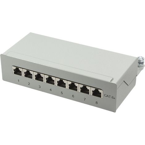 Panneau de brassage de bureau - LOGILINK - Cat.6A - 8 ports - Gris Clair - Blindé