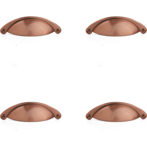 SABIR 4PCS Poignée Coquille Rétro Poignee de Meuble Vintage Bouton Tiroir Poignée avec Vis pour Placards Armoire Commode Tiroirs (B-430 Bronze rouge brossé) (1/4)