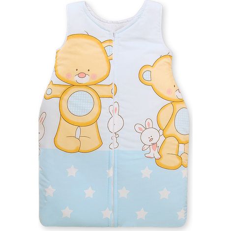 Saco de dormir de algodón para niños de 6 a 12 meses, TOG 2.5, ideal para todo el año, con estampado de osito de peluche azul. (1/4)