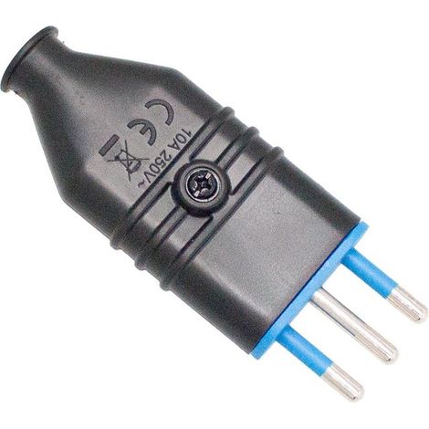 Spina Antischiacciamento 2P+T In PVC 10A 250V Nero