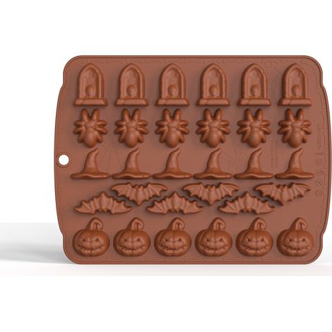 Moules d'Halloween en silicone antiadhésifs, réutilisables et faciles à démouler pour la décoration de bonbons, biscuits, gâteaux (1/5)
