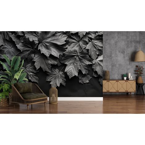 Papier peint nature - tapis de feuilles mortes sombre - 150 x 250 cm (1/2)
