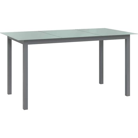Table d'extérieur Table de salon de jardin - Gris clair 150x90x74 cm Aluminium et verre BV164349 - BonneVie (1/4)
