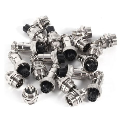 Lot de 10 connecteurs métalliques GX12 6 broches 12 mm pour aviation (mâle/femelle).