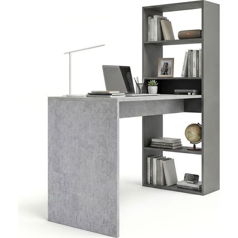 Mesa de escritorio con estantería 120x50 cm Cosmic Gris Grafito - Gris Cemento (ancho) x 71cm (alto)