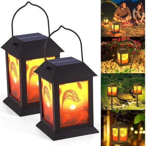 Lot de 2 Lampes Solaires pour Jardin Extérieur, Style Vintage, avec Lumière Tungstène Blanc Chaud, étanches IP54 pour la décoration de terrasse, pelouse, jardin ou balcon (1/5)