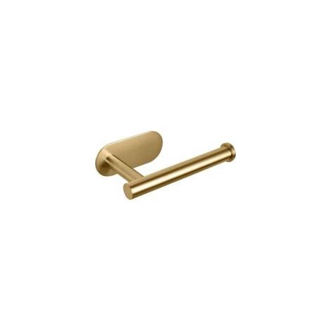 Soporte autoadhesivo para papel higiénico, fabricado en acero inoxidable SUS304 grueso de alta calidad, resistente a la corrosión, no requiere perforación (1 pieza, color oro cepillado). - Crezuo