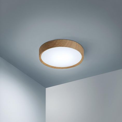 Plafonnier SDB, nature bois led intégrée LUMIPLUS Suli D.33.5 cm (1/3)