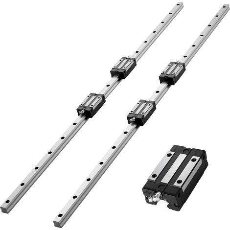 VEVOR Kit de Riel de Guía Lineal HGR20 2 Rieles 1000 mm, Eje Lineal con 4 Bloques Deslizantes con Rodamientos, Antioxidante y de Alta Precisión, para Bricolaje, Fresadoras CNC, Tornos, Impresoras 3D (1/5)
