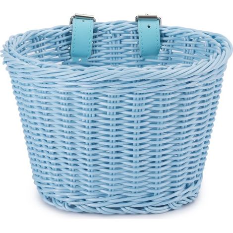Panier de vélo tressé pour adulte et enfant, sangle réglable, rangement étanche, bleu ciel (1/5)