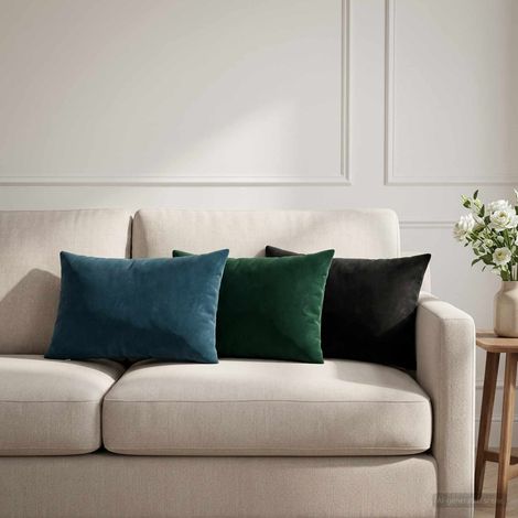 Irovami Lot de 2 housses de coussin, noir, velours, 40x60 cm (1/5)