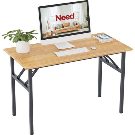Need – Bureau pliant 120x60cm – Table d'étude et à dîner – Panneau en bois massif E1 anti-rayures – Hauteur réglable 1-2cm
