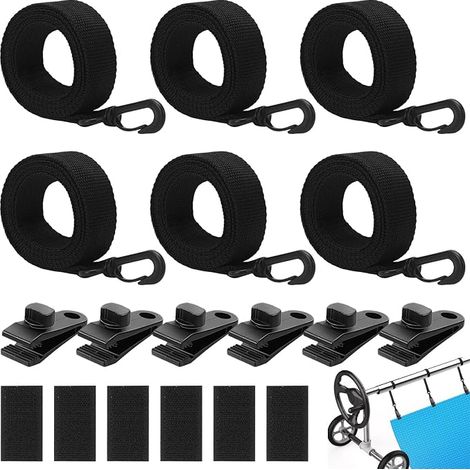 6 Pool Retractors, Retaining Straps, Solar Film and Tarp Clips, Solar Tarpaulin Attachment for Pool Tarps, Covers (1/5)