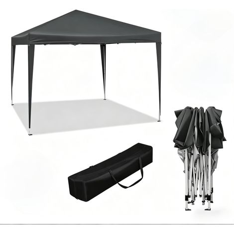 Gazebo pieghevole 3x3 m con borsa per il trasporto, antracite, impermeabile (1/5)