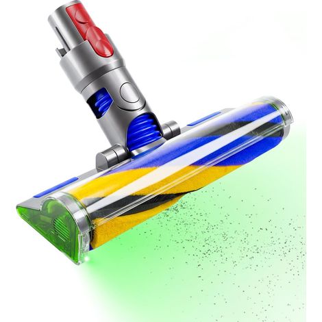 Tête de nettoyage V15 Fluffy Optic pour Dyson V15 V11 V10 V8 V7, détection de la poussière avec lumière verte, accessoire à rouleaux en mousse pour sols durs et en bois (1/5)