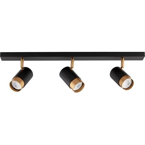 Merano Knoxville Barre de spots de plafond 3 lumières Sandy noir, aluminium doré LED GU10 3x10W