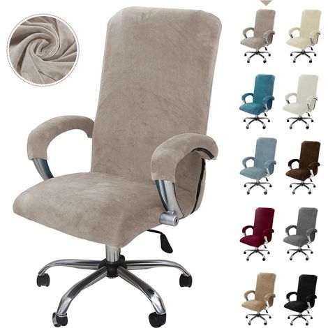 Bürostuhlbezug mit Armlehnen aus Samt, Stretch, abnehmbar, Größe XL (1/5)