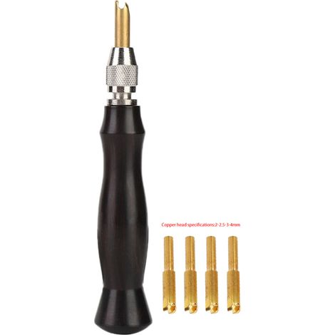 Manche en bois de santal, tête en laiton, fer à border le cuir 1,5-2-2,5-3mm (1/5)