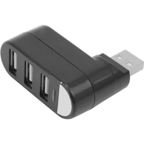 USB Hub - POPSPO - 3 Ports - External Power Supply - 180° Rotation - Black (1/3)