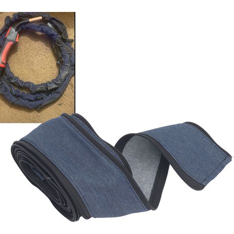 Gaine en denim à fermeture éclair pour torche de soudage 4 cm x 7,5 m, gaine en denim pour câble, manchon de protection pour câble, fournitures de soudage. (1/5)
