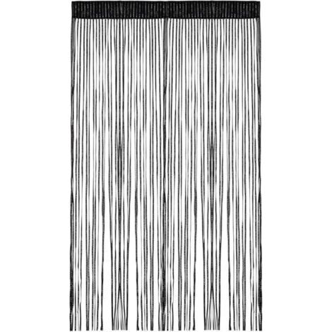 Pair Rideau Anti Insectes 100x200 cm Noir, Rideau à Fils pour Mariage, Café, Restaurant, Vitrine