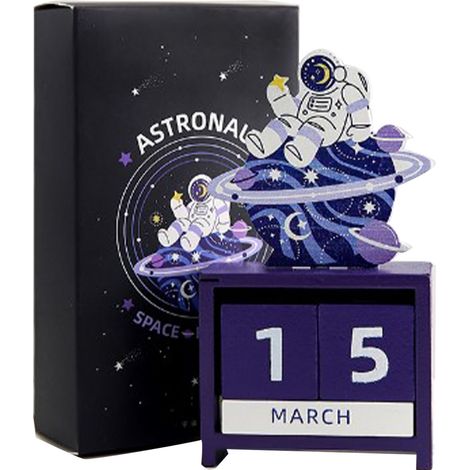 Calendrier Perpétuel en Bois Cubes Date Mois Compteur à Rebours Déco Bureau Mignon Modèle 2 (1/5)