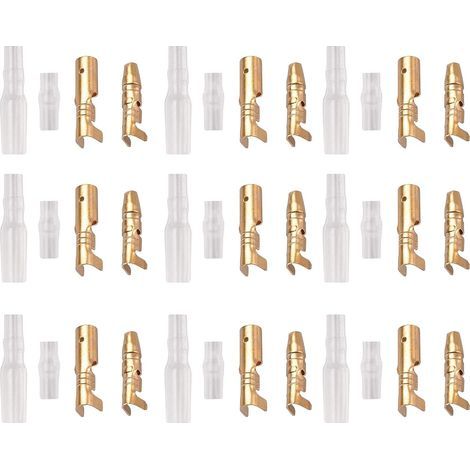 Jeux de 50 balle Connecteur cosses électriques Mâle et femelle Terminal isolateur 3.9mm laiton avec housses pour moto (1/5)