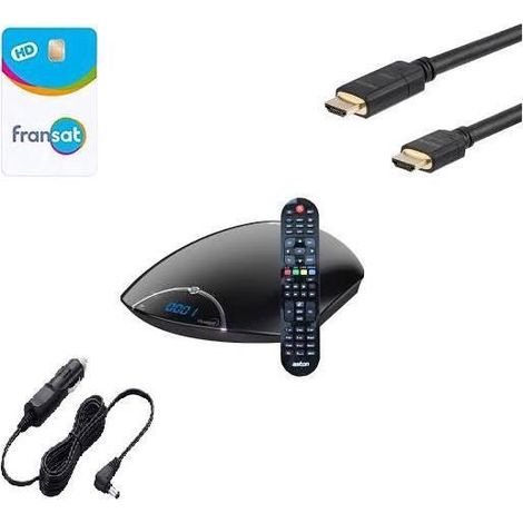 ASTON Récepteur TV satellite HD CONNECT + Carte Viacess Fransat PC6 + Câble HDMI+ câble allume cigare - HD ME
