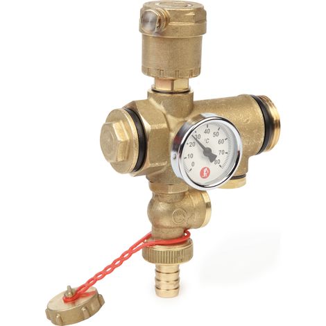 GIACOMINI Raccordo Intermedio Collettori Ottone G 1"F x G 1"M, Termometro - R554DY005 (1/2)