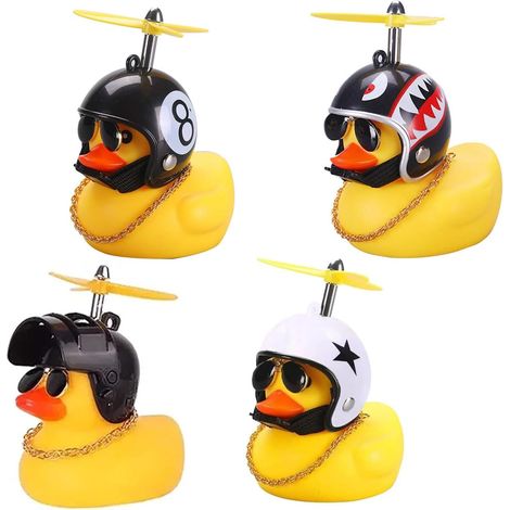 Pack of 4 Squeaky Duck Bicycle Mini Rubber Ducks Bath Duck Funny Bicycle Bell Funny Motorheads Rubber Duck Bicycle Horn for Car Decoration Interior Accessories Bicycle Accessories (1/5)