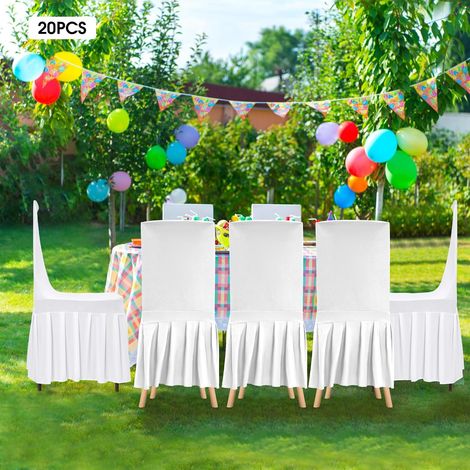 Lot de 20 housses de chaise extensibles blanches - Pour banquet et jupe - Universelles - Pour décoration de mariage et de fête (1/5)