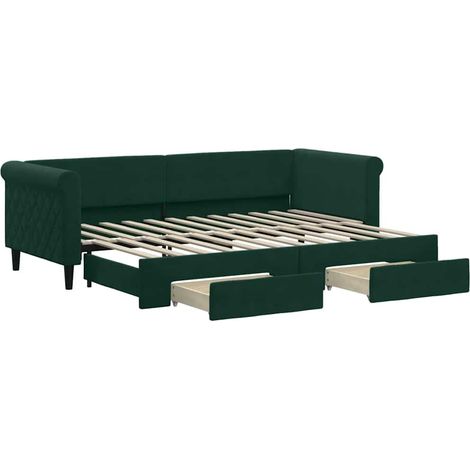 Maison Exclusive - Divano Letto Estraibile Cassetti Verde Scuro 80x200cm Velluto
